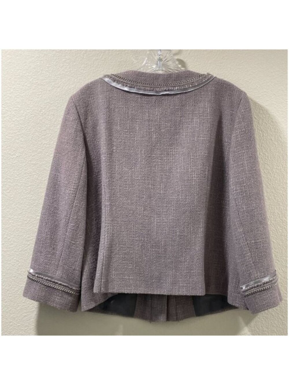 HALOGEN Wool Blend Embellished Gray Tweed Blazer 3/4 Sleeve Women XL - Picture 2 of 8